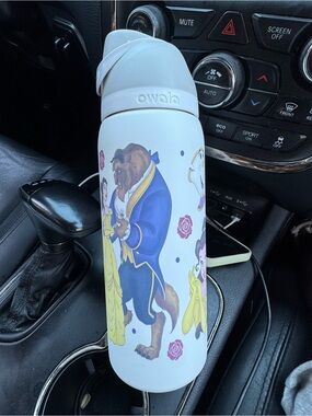 ALO Yoga White Stainless Steel Beauty & the Beast Character Water Bottle